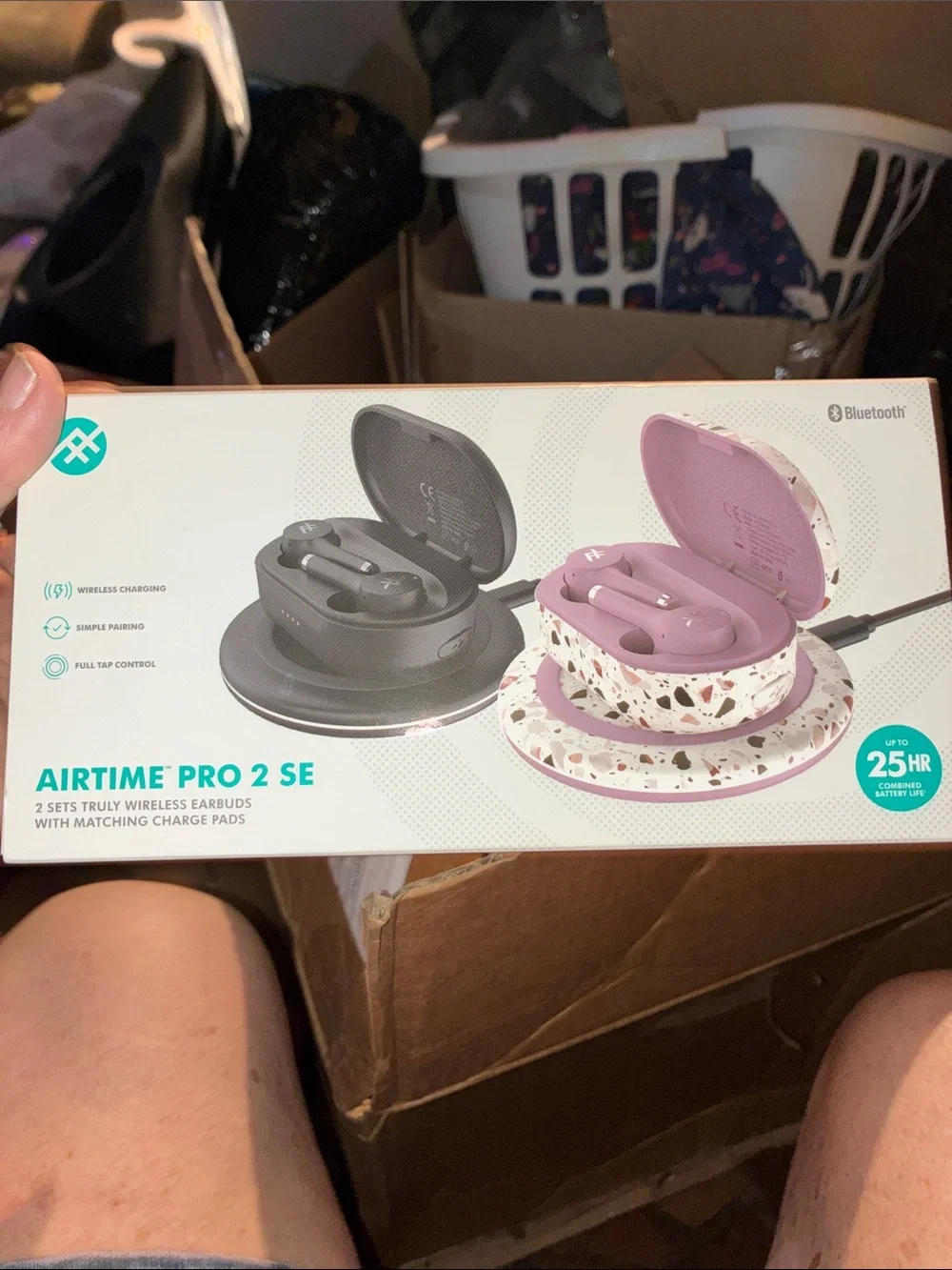 Set of 2 Airtime Pro 2 SE Wireless Earbuds - Pink Terrazzo and black